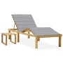 Garden lounger with impregnated pine wood table and cushion by vidaXL, Loungers - Ref: Foro24-3065865, Price: 137,29 €, Disco...