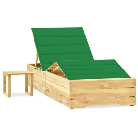 Garden lounger with impregnated pine wood table and cushion by vidaXL, Loungers - Ref: Foro24-3065959, Price: 177,24 €, Disco...