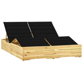 Tumbona doble y cojines negros madera pino impregnada de vidaXL, Tumbonas - Ref: Foro24-3065991, Precio: 294,99 €, Descuento: %