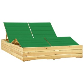 Tumbona doble y cojines madera pino impregnada verde de vidaXL, Tumbonas - Ref: Foro24-3065989, Precio: 294,99 €, Descuento: %