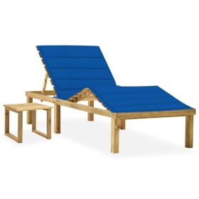 Garden lounger with impregnated pine wood table and cushion by vidaXL, Loungers - Ref: Foro24-3065874, Price: 133,08 €, Disco...