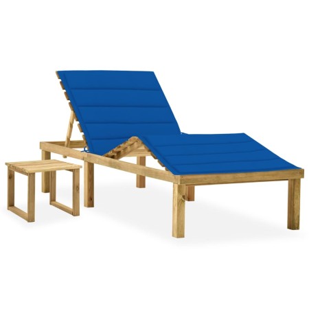 Gartenliege mit Tisch und Kissen aus imprägniertem Kiefernholz von vidaXL, Liegen - Ref: Foro24-3065874, Preis: 133,08 €, Rab...