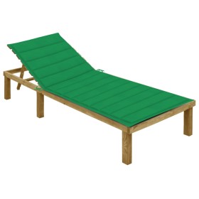 Lounger with green cushion made of impregnated pine wood by vidaXL, Loungers - Ref: Foro24-3065824, Price: 115,99 €, Discount: %