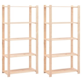 Shelving 5 levels 2 units solid pine wood 250 kg by vidaXL, Industrial shelving - Ref: Foro24-279404, Price: 159,01 €, Discou...