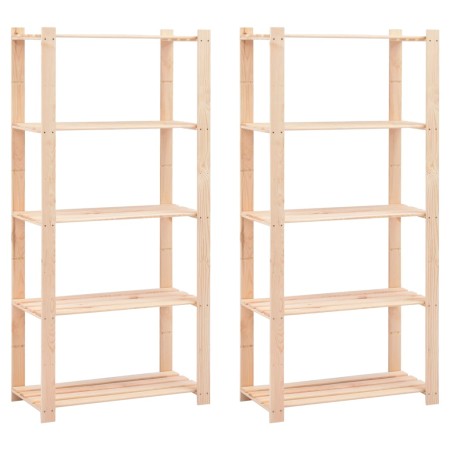 Shelving 5 levels 2 units solid pine wood 250 kg by vidaXL, Industrial shelving - Ref: Foro24-279404, Price: 158,78 €, Discou...