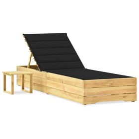 Garden lounger with impregnated pine wood table and cushion by vidaXL, Loungers - Ref: Foro24-3065931, Price: 145,99 €, Disco...