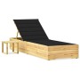 Tumbona de jardín con mesa y cojín de madera de pino impregnada de vidaXL, Tumbonas - Ref: Foro24-3065931, Precio: 145,77 €, ...