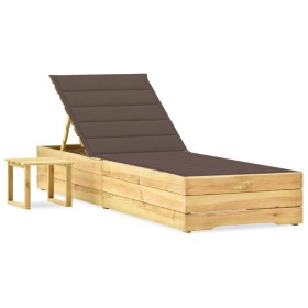 Gartenliege mit Tisch und Kissen aus imprägniertem Kiefernholz von vidaXL, Liegen - Ref: Foro24-3065932, Preis: 133,99 €, Rab...