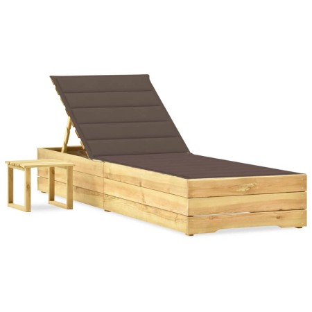 Gartenliege mit Tisch und Kissen aus imprägniertem Kiefernholz von vidaXL, Liegen - Ref: Foro24-3065932, Preis: 133,81 €, Rab...