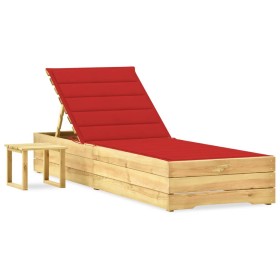 Garden lounger with impregnated pine wood table and cushion by vidaXL, Loungers - Ref: Foro24-3065930, Price: 137,99 €, Disco...