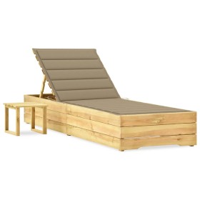 Gartenliege mit Tisch und Kissen aus imprägniertem Kiefernholz von vidaXL, Liegen - Ref: Foro24-3065927, Preis: 143,99 €, Rab...