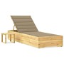 Tumbona de jardín con mesa y cojín de madera de pino impregnada de vidaXL, Tumbonas - Ref: Foro24-3065927, Precio: 143,34 €, ...