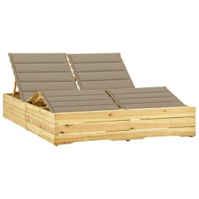 Double lounger and beige impregnated pine wood cushions by vidaXL, Loungers - Ref: Foro24-3065987, Price: 293,27 €, Discount: %