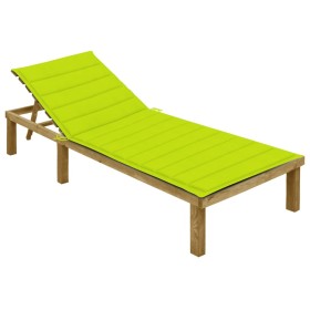 Lounger with bright green cushion, impregnated pine wood by vidaXL, Loungers - Ref: Foro24-3065830, Price: 119,97 €, Discount: %