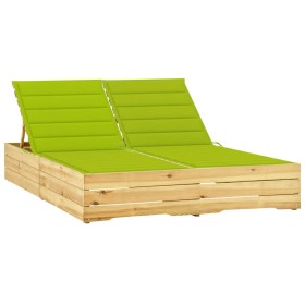 Double sun lounger and bright green cushions, impregnated pine wood. by vidaXL, Loungers - Ref: Foro24-3065980, Price: 297,99...