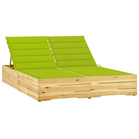 Double sun lounger and bright green cushions, impregnated pine wood. by vidaXL, Loungers - Ref: Foro24-3065980, Price: 319,27...