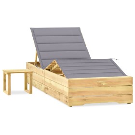 Garden lounger with impregnated pine wood table and cushion by vidaXL, Loungers - Ref: Foro24-3065955, Price: 179,47 €, Disco...