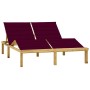 Double lounger and red red impregnated pine wood cushions by vidaXL, Loungers - Ref: Foro24-3065903, Price: 199,99 €, Discoun...