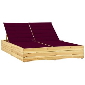 Tumbona doble y cojines madera pino impregnada rojo tinto de vidaXL, Tumbonas - Ref: Foro24-3065978, Precio: 294,99 €, Descue...