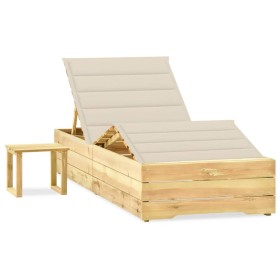 Garden sun lounger with table and cushion made of impregnated pine wood. by vidaXL, Loungers - Ref: Foro24-3065956, Price: 17...