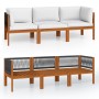 3-seater garden sofa with solid acacia wood cushion by vidaXL, Garden sets - Ref: Foro24-3057883, Price: 421,98 €, Discount: %