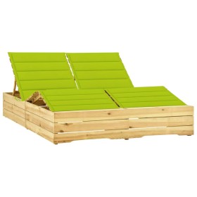 Double lounger and bright green cushions impregnated pine wood by vidaXL, Loungers - Ref: Foro24-3065995, Price: 270,99 €, Di...