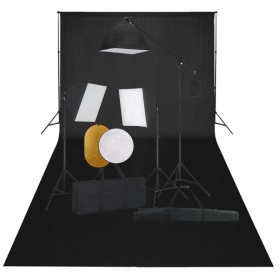 Fotostudio-Set mit Softbox-Lichtern, Hintergrund und Reflektor von vidaXL, Blitze und Studiobeleuchtung - Ref: Foro24-3067068...