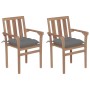 Garden chairs 2 units teak wood with gray cushions by vidaXL, Garden chairs - Ref: Foro24-3062224, Price: 238,82 €, Discount: %