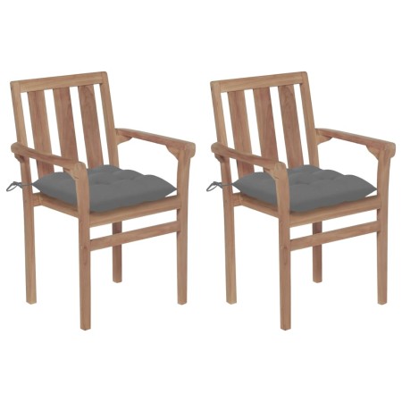 Garden chairs 2 units teak wood with gray cushions by vidaXL, Garden chairs - Ref: Foro24-3062224, Price: 238,82 €, Discount: %