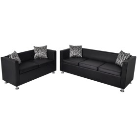 2- und 3-Sitzer-Sofagarnitur aus schwarzem Kunstleder von vidaXL, Sofas - Ref: Foro24-272178, Preis: 570,76 €, Rabatt: %