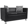 2- und 3-Sitzer-Sofagarnitur aus schwarzem Kunstleder von vidaXL, Sofas - Ref: Foro24-272178, Preis: 549,44 €, Rabatt: %