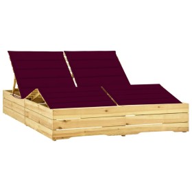 Tumbona doble y cojines madera pino impregnada rojo tinto de vidaXL, Tumbonas - Ref: Foro24-3065993, Precio: 264,99 €, Descue...