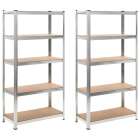 Sturdy 5-level shelves, 2 units, plywood and steel by vidaXL, Industrial shelving - Ref: Foro24-271520, Price: 112,81 €, Disc...