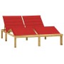 Double sun lounger and cushions made of red stained impregnated pine wood by vidaXL, Loungers - Ref: Foro24-3065900, Price: 2...