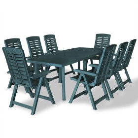 Juego de comedor de jardín 9 piezas plástico verde de vidaXL, Conjuntos de jardín - Ref: Foro24-275081, Precio: 934,70 €, Des...