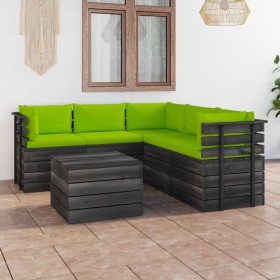 Garden pallet furniture 6 pieces cushions solid pine wood by vidaXL, Garden sets - Ref: Foro24-3061910, Price: 527,12 €, Disc...