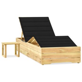 Garden sun lounger with table and cushion made of impregnated pine wood. by vidaXL, Loungers - Ref: Foro24-3065961, Price: 17...