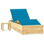 Tumbona de jardín con mesa y cojín de madera de pino impregnada de vidaXL, Tumbonas - Ref: Foro24-3065958, Precio: 176,19 €, ...