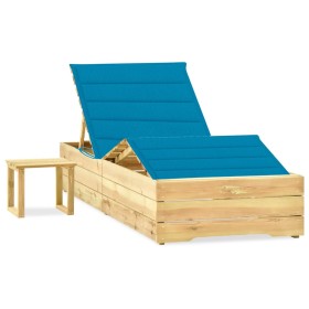 Garden lounger with impregnated pine wood table and cushion by vidaXL, Loungers - Ref: Foro24-3065958, Price: 176,99 €, Disco...