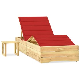 Gartenliege mit Tisch und Kissen aus imprägniertem Kiefernholz von vidaXL, Liegen - Ref: Foro24-3065960, Preis: 172,03 €, Rab...