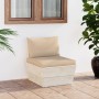 Zentrales Sofa aus Gartenpaletten mit imprägnierten Tannenholzkissen von vidaXL, Modulare Sofas für den Außenbereich - Ref: F...