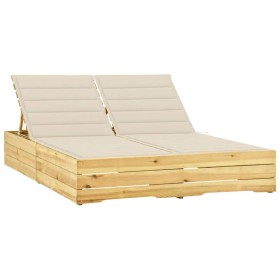 Doppelliege und cremefarbene Kissen aus Kiefernholz von vidaXL, Liegen - Ref: Foro24-3065971, Preis: 320,99 €, Rabatt: %