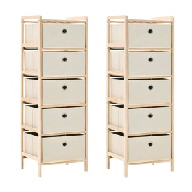 Shelves with 5 fabric baskets 2 units beige cedar wood by vidaXL, Lockers and storage cabinets - Ref: Foro24-276232, Price: 8...