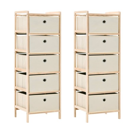 Shelves with 5 fabric baskets 2 units beige cedar wood by vidaXL, Lockers and storage cabinets - Ref: Foro24-276232, Price: 7...