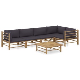 6-piece bamboo garden furniture set with dark gray cushions by vidaXL, Garden sets - Ref: Foro24-3058240, Price: 553,99 €, Di...