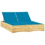 Double lounger and blue impregnated pine wood cushions by vidaXL, Loungers - Ref: Foro24-3065973, Price: 319,27 €, Discount: %