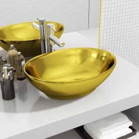 Lavabo 40x33x13,5 cm cerámica dorado de vidaXL, Lavabos - Ref: Foro24-143474, Precio: 81,41 €, Descuento: %