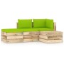 Garden furniture 4 pieces with green impregnated wood cushions by vidaXL, Garden sets - Ref: Foro24-3074602, Price: 344,99 €,...