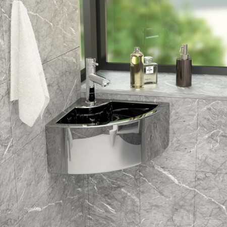 Washbasin with overflow 45x32x12.5 cm silver ceramic by vidaXL, Sinks - Ref: Foro24-143481, Price: 75,06 €, Discount: %