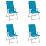 Cojín silla de jardín respaldo alto 4 uds tela azul 120x50x3 cm de vidaXL, Cojines para sillas y sofás - Ref: Foro24-43184, P...